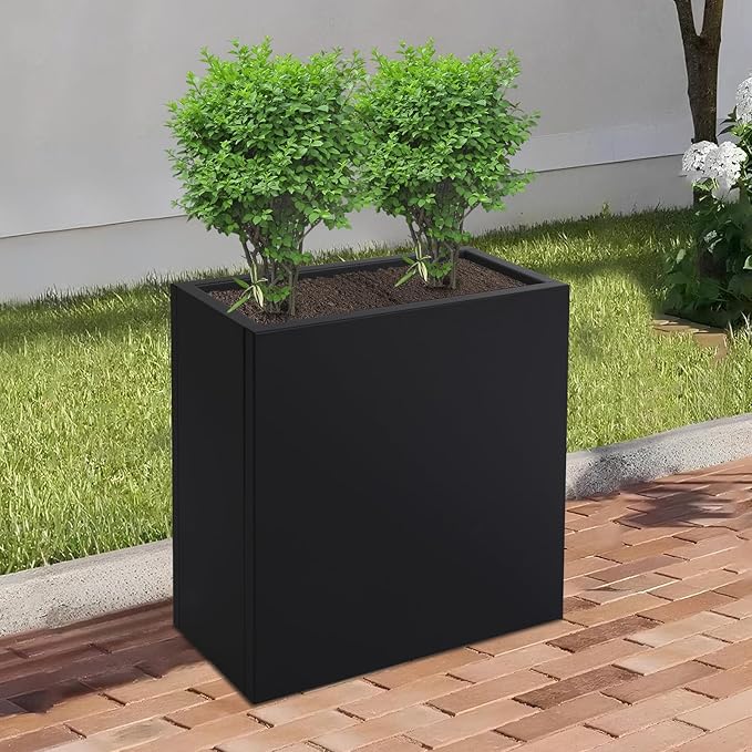 Metal Raised Garden Bed 20.5 * 10 * 22in Steel Rectangular Planter Flower Box for Indoor Outdoor Balconies Gardens Decks Patios Decks Front Porches (Black)
