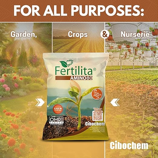 Amino ACIDS 80% More Concentrated - for Indoor and Outdoor Plants LAWNS Vegetables and Fruit Trees - Supports Robust and Vigorous GrowthBetter YIELDS - Water Soluble Won't Burn