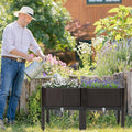 HAPPYGRILL Raised Garden Bed 2 Planter Box with Removable Legs &amp Brackets Self-Watering System Drainage Holes Outdoor Raised Beds for Gardening Veggie Herb Flower Herbs Easy Assembly