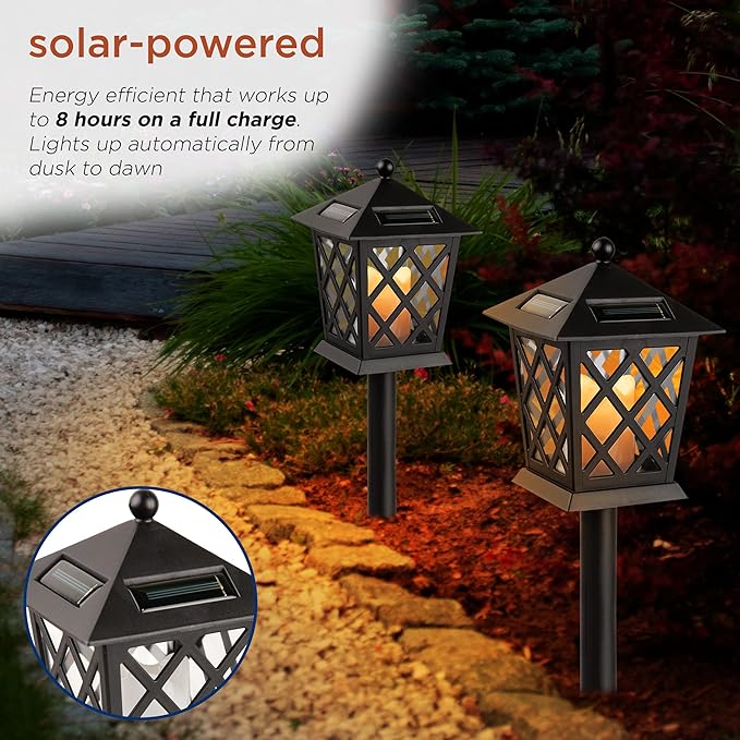 Alpine Corporation 16 Tall Outdoor Solar Powered Pathway LED Light Stakes (Set of 4)