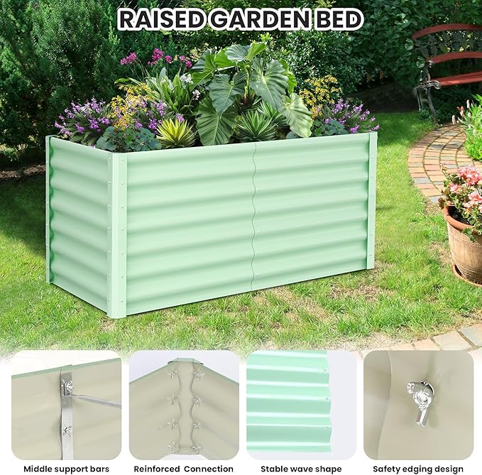 Elevated Metal Garden Bed Outdoor Raised Planter Box for Vegetables Flowers and Plants Rectangular Design for Backyard Gardening