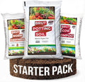Brut Farms Organic Starter Pack Trio – All-Natural Potting Soil Nutrient-Rich Worm Castings &amp Additive-Free Cow Manure Compost – Safe for Indoor and Outdoor Plants - Gardening for Beginner