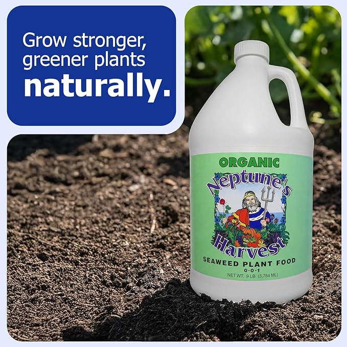 Neptune’s Harvest Seaweed Plant Food (0-0-1) - Multi-Purpose Seaweed Organic Liquid Fertilizer - Indoor &amp Outdoor Plant Fertilizer for Lawns Gardens Vegetables &amp Flowers (Gallon)