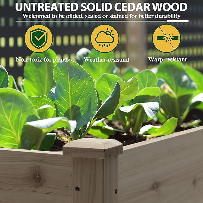 72x23x30in Raised Garden Bed with Legs Outdoor Elevated Wood Planted Box with Divider Panel &amp Drainage Hole for Vegetable Flower Backyard and Patio Brown