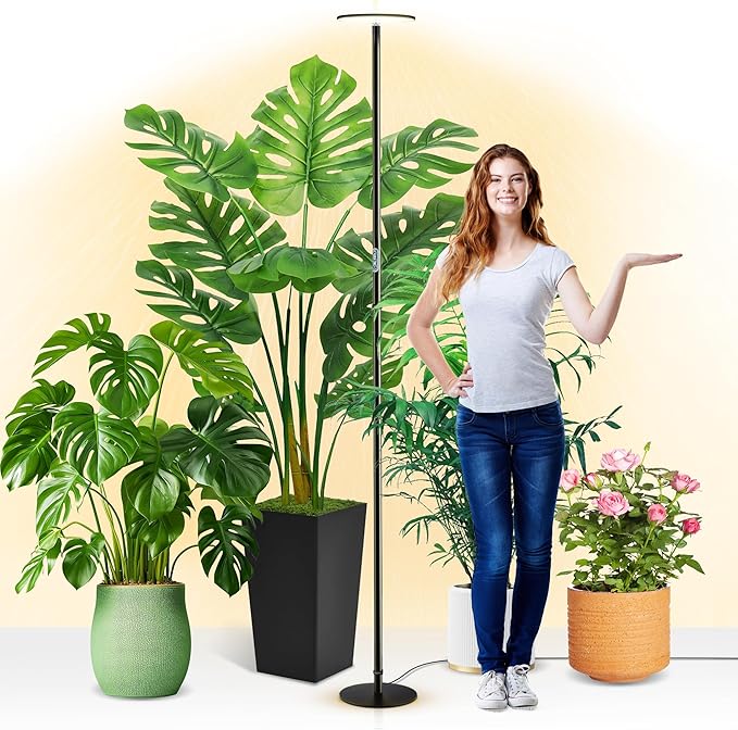 chiphy Grow Lights 85 Full Spectrum Plant Light for Indoor Plants 40W Grow Lamp 10 Dimmable Brightness Height Adjustable Ideal for Large Tall Plants