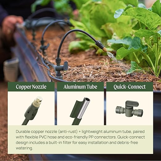 Vego Garden Irrigation Kit - Drip Irrigation System for Raised Garden Beds Efficient Watering Solution for Vegetables Flowers and Plants Easy DIY Installation (Large)