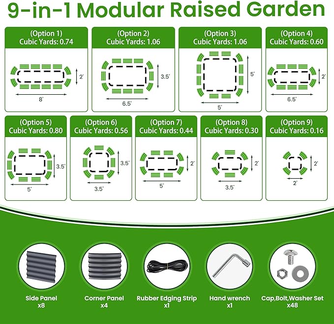 Gruper Galvanized Raised Garden Bed 8×2×1.4 ft Tall Oval Large Metal Planter Raised Garden Boxes Outdoor for Vegetable Fruits Flower Herb Anti-Rust and Sturdy &amp Easy-Setup