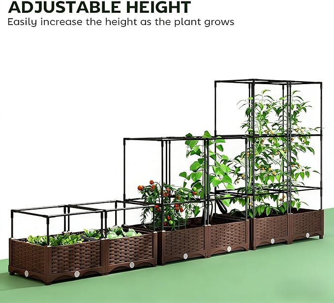 Organic Gardening Raised Bed with Enclosed Plant Cage Grow Healthier Vegetables Without Chemicals - Ventilated Crop Cage Protects Tomatoes Berries &amp Greens from Birds and Insects Naturally (Gree