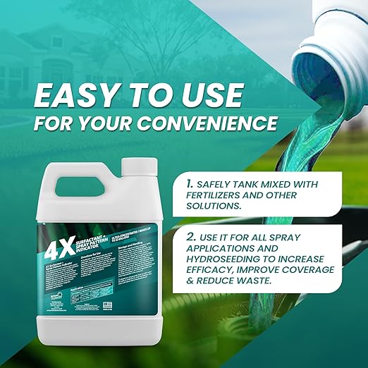 32oz 4X Spray Pattern Indicator Dye + Surfactant Makes 32 Gallons of Wetting Agent for Lawn &amp Turf Mark - Effective Spray Indicator Liquid Blue Dye for Marking Turf Easy to Mix &amp Apply