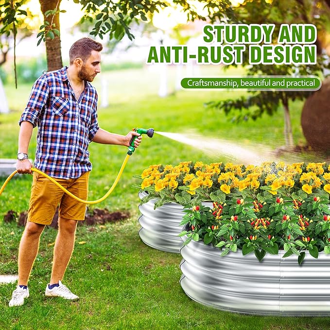 Galvanized Steel Raised Garden Bed Extra Large Outdoor Planter Box for Vegetables &amp Herbs Rust-Resistant and Easy to Clean DIY Garden Box (2 9 x 3 x 1 FT)