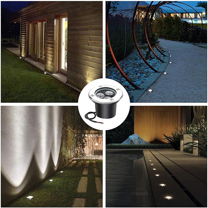 4 Pack LED Landscape Lights - 3W Low Voltage Ground Well Light DC 12V/24V Pathway Lights 300LM Warm White 3500K Water-Resistant LED Outdoor Spotlights for DrivewayWarm White-12v(3w)