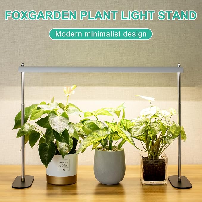FOXGARDEN Grow Light Stand Advanced LED Plant Growth Lighting with 4/8/12H Timer 6 Dimming Options and Adjustable Height - Optimal for Indoor Plants in Seedlings Vegetative and Flowering Phases