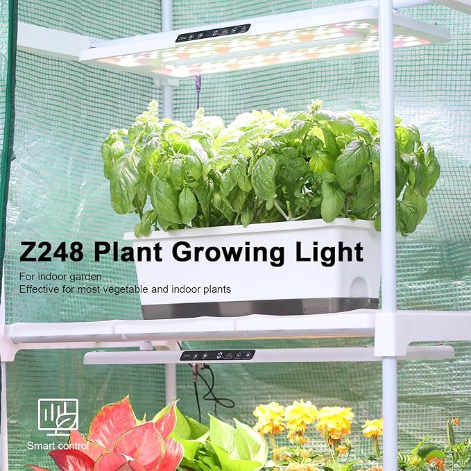 22 x 10 Grow Lights for Indoor Plants and Vegetables Full Spectrum LED Growing Lamp for Indoor Garden Greenhouse - Features Two Smart Light Mode 12~23H Timer - 2 Pack (2 in Series White)