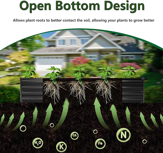 4×3×1FT(2PCS) Galvanized Raised Garden Bed Kit Metal Planter BoxesLarge Raised Garden Bed for Planting VegetablesFlowersHerbs -Black