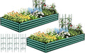 Quictent Galvanized Raised Garden Bed 8x4x1 Ft Metal Planter Box for Vegetables Bottomless for Backyard 2 Tomato Cages Included Green 2PCS