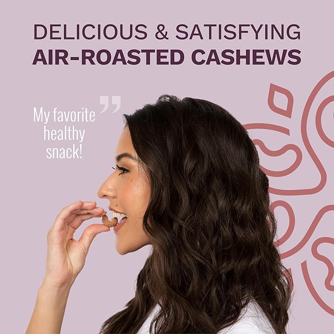 Cocoa Dusted Wrapped Whole Cashews by Karma Nuts Lightly Sweetened Air Roasted with Natural Skins 2X more Fiber Peanut-Free Facility Kosher Everyday Nut Snack 7oz Resealable Bag - 6 pack