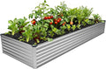 12x4x1.5FT Galvanized Raised Garden BedVegetable Boxes-Rectangle Metal Flower BoxLarge Planter Raised Beds Outdoor Garden for PlantingFruitHerb-Silver