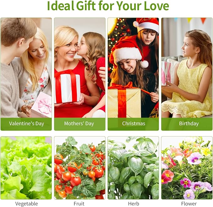 12 Pods Hydroponics Growing System Indoor Herb Garden with LED Growth Lamp Smart Water Pump Plant Germination Kit (No Seeds) Home Kitchen Gift Ideas for Women Men