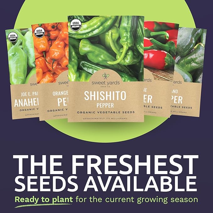 Organic Pepper Seeds (Sweet and Hot) Variety Pack - 13 Individual Packs - 2026 Season - Cayenne Orange Habanero Shishito and More! for Indoor &amp Outdoor Planting (Non-GMO Certified Organic)