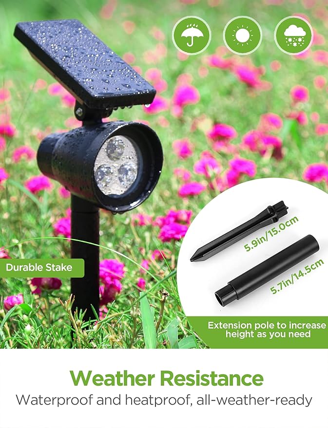 InnoGear Solar Lights for Outside Outdoor Landscape Spotlight Waterproof Security Lighting Adjustable Auto On/Off for Patio Deck Yard Garden Pool Driveway Pack of 4