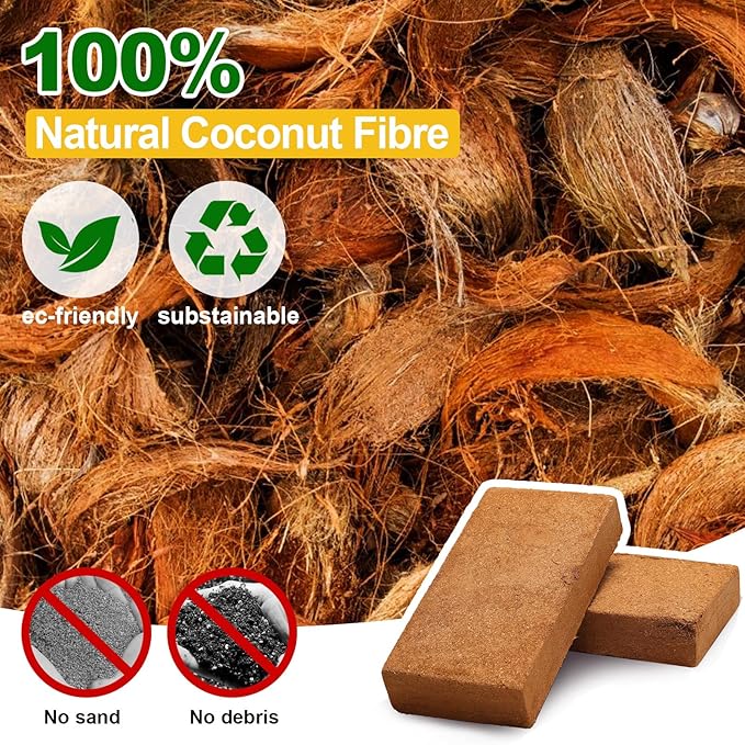Compressed Coco Coir 2 Pack Coco Coir Brick for Plants Coconut Soil with Low EC &amp PH Balance for Planting Gardening High Expansion Coco Fiber for Vegetables Herbs Flowers
