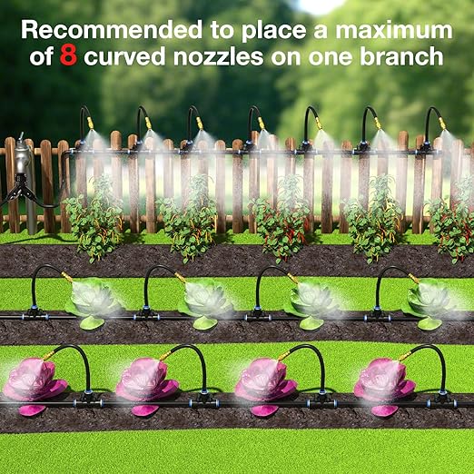 MIXC 100Ft 1/4 Drip Irrigation System2026-Upgrade Garden Irrigation Kit with 16pcs Adjustable Copper NozzlesAutomatic Atomizing Watering Sprinkler System for OutdoorRaisedbedLawnGreenhouse