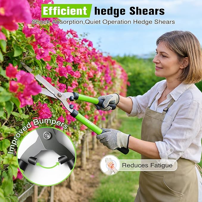 21Garden Hedge Shears and 8Pruning Shears SetManual Hedge Clippers with Steel Wavy Blades Heavy Duty Gardening ClippersSharp Pruners Scissors for Trimming BordersGrassBushBoxwood Yard Tools