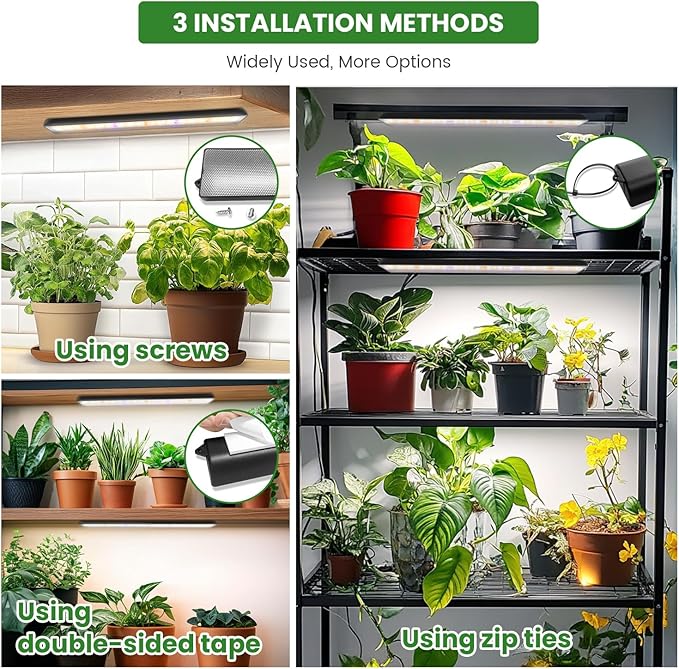 Wolezek Grow Light Strips for Indoor Plants 420 LEDs Full Spectrum Plant Light for Indoor Growing with 6/12/16H Auto Timer Grow Lamp Bar for Seedling Succulent 13.8 Inches 4 Pack