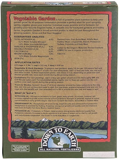 D&ampW Organic Vegetable Garden Fertilizer 4-4-4 5lb + E-Book Gardening Basics