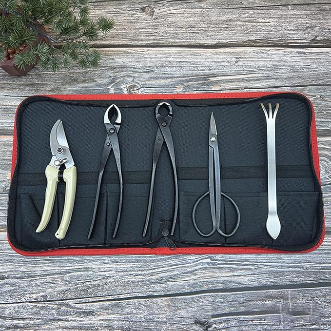 5Pcs Bonsai Tools Set Portable Garden Tools Set with Organizer Bag Mini Garden Succulent Tools Set for Seedlings Bonsai Succulents Herbs Terrariums and Planting
