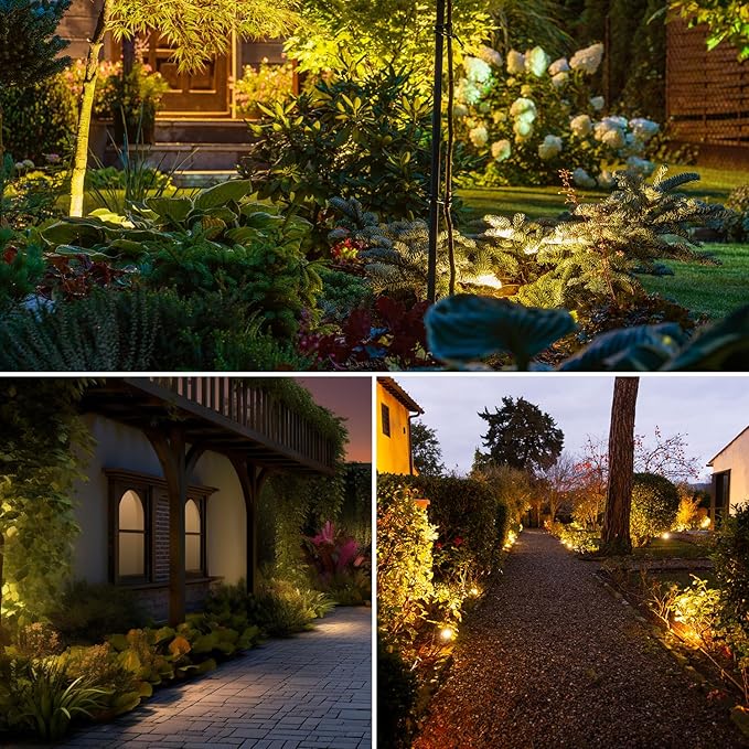 SUNTHIN 6 Pack Landscape Lighting with Dusk to Dawn Sensor Controller Bundle with 2pcs 6.5FT Extension Cord