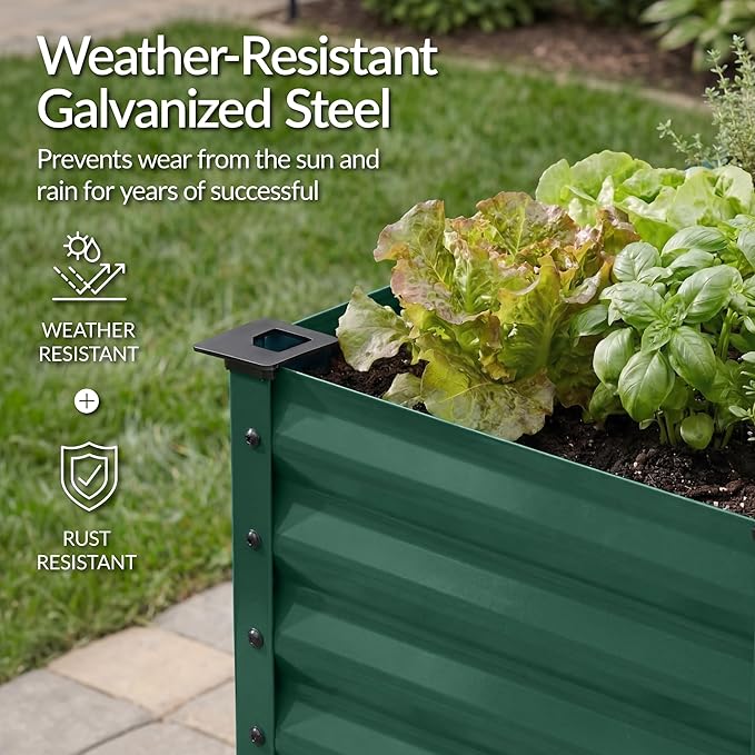 Best Choice Products 48x24x30in Galvanized Raised Garden Bed Metal Elevated Planter Box Vegetable Garden for Backyard Patio Balcony - Dark Green