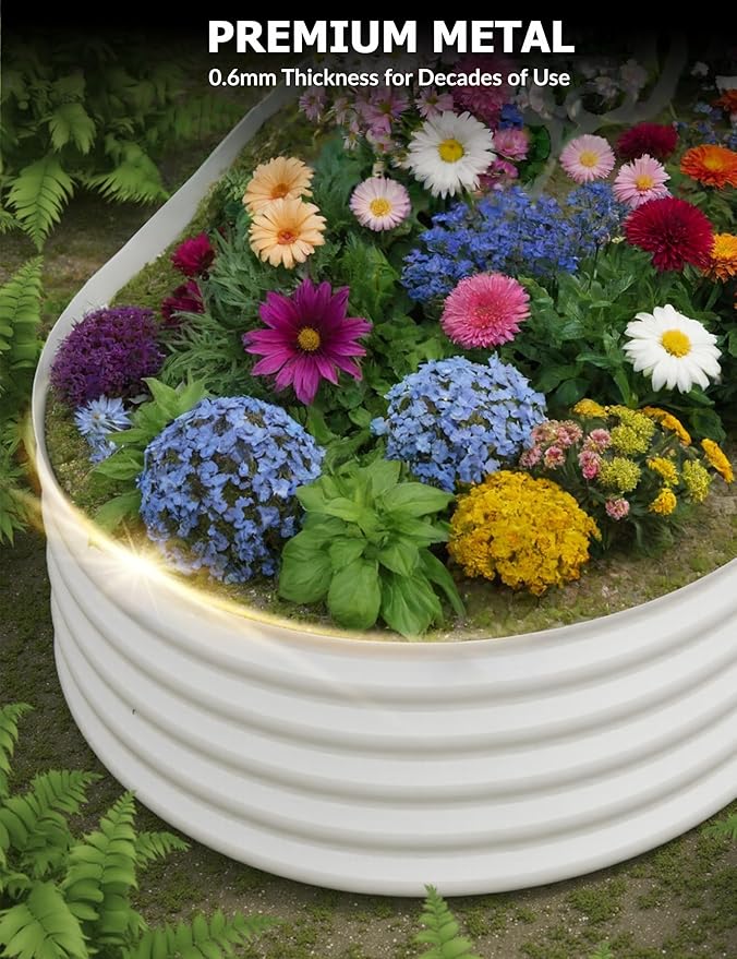 8x4x1.5 ft Raised Garden BedGalvanized Raised Planter Boxes Outdoor with Easy Assembly Large Garden Bed for Vegetables Fruits FlowerRaised Garden BedBeige