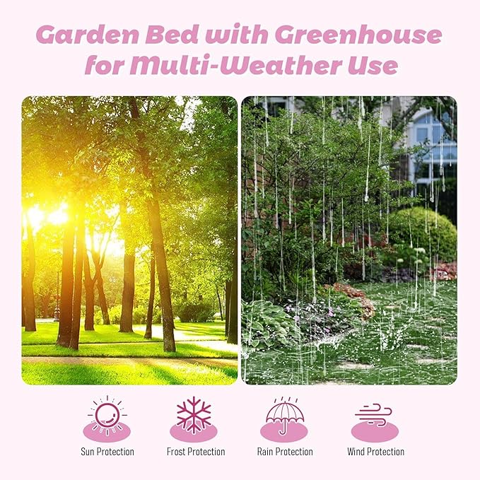 6x3x1ft Heavy-Duty Galvanized Raised Garden Bed with Greenhouse Cover Reinforced Steel Planter Box with Zippered Windows Outdoor Gardening Kit for Vegetables Flowers Planters (Green)
