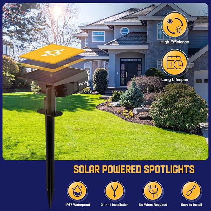 Kyosho Solar Outdoor Lights Waterproof IP67 38 LEDs Solar Spot Lights Outdoor 2-in-1 Landscape Spotlight with 3 Modes for Lawn Pathway Yard Pool 4 Pack