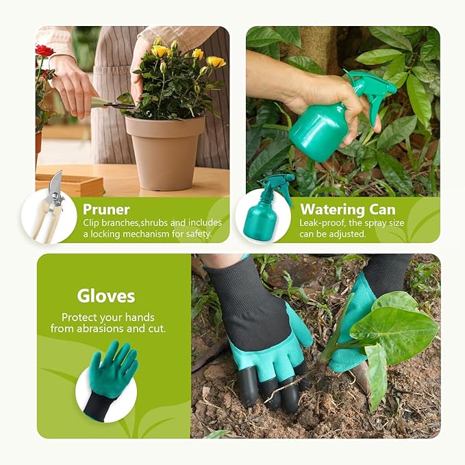 Gardening Tool Set of 8 PCS Saraily Heavy Duty Gardening Tool Set with Durable Garden Tools Organizer Handbag Non-Slip Rubber Gloves Ideal Garden Gifts for Women Mom