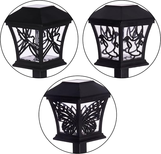 Alpine Corporation Solar-Powered Nature Inspired Pathway Lights 3-Piece