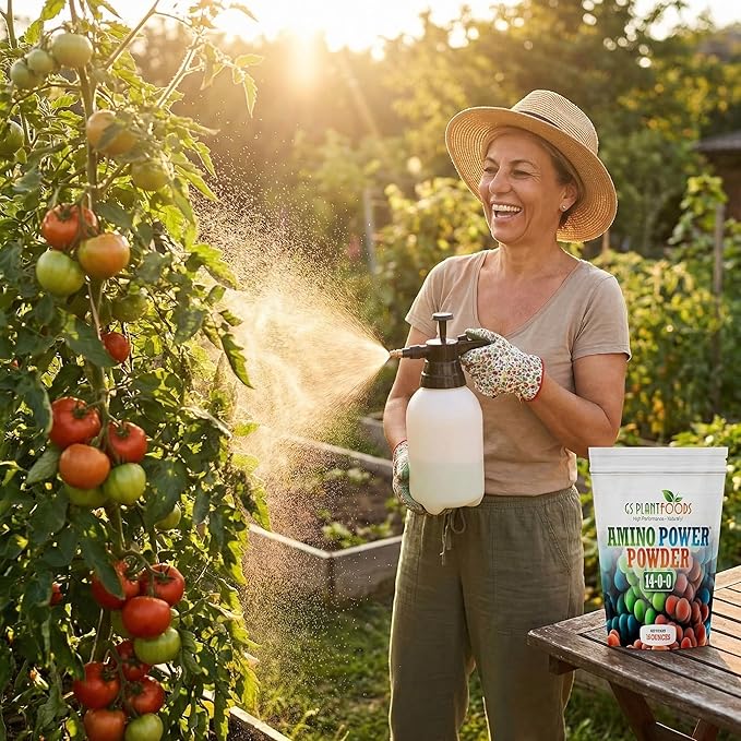 Amino Power Powder Nitrogen Fertilizer - Plant Based High Nitrogen Fertilizer for Plants - All Natural Nitrogen Source and chelating Agent - Suitable for Turf Vegetables Fruits &amp Berries