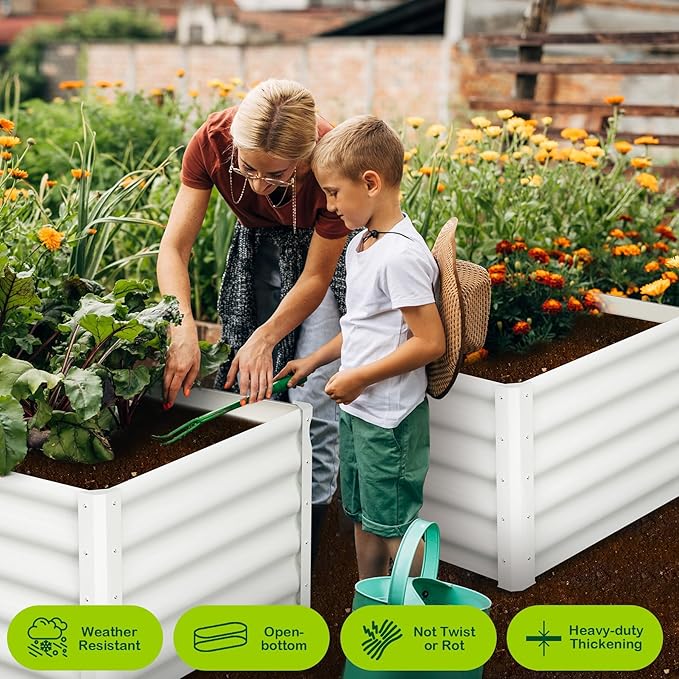 Elevated Metal Garden Bed Outdoor Raised Planter Box for Vegetables Flowers and Plants Rectangular Design for Backyard Gardening