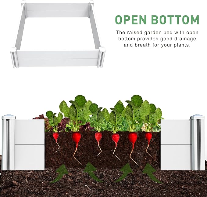 4' x 2' Vinyl Raised Garden Bed Screwless Planter Box for Gardening Whelping Pen and More