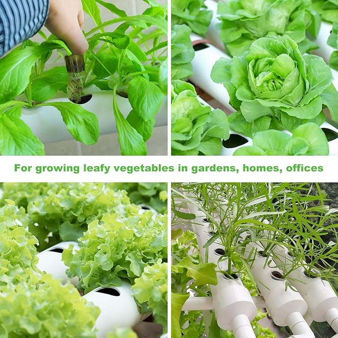 Hydroponics Growing System 108 Pods | 3 Layers 12 40 Long Food-Grade PVC-U Pipes | Outdoor Hydroponic System with Water Pump &amp Timer | Nest Basket and Sponge for Leafy Vegetables