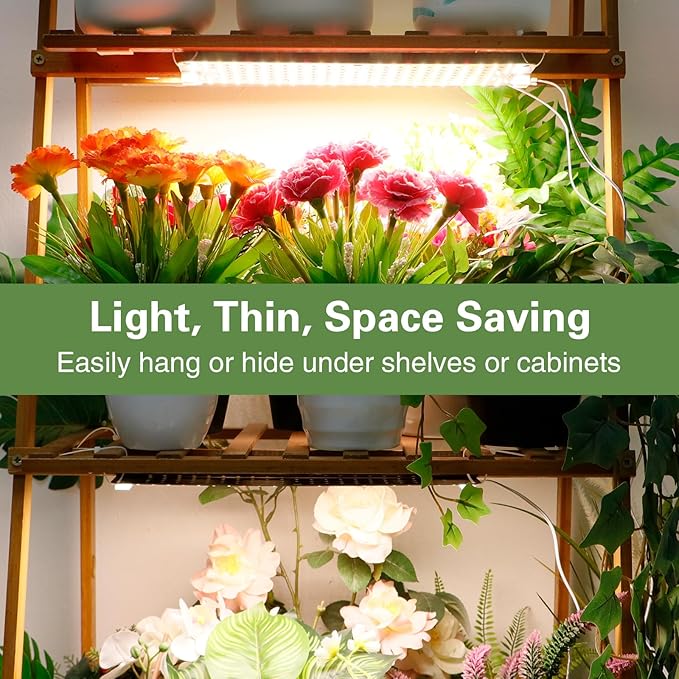 60W Ultra-Thin Panel Full Spectrum Grow Lights 1152 LEDs Growing Light for Indoor Plants with Daisy Chain Function Grow Lights for Seed Starting with 4/8/12/16/20H Auto On/Off Timer (6pcs)
