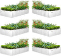 A ANLEOLIFE 6 Pcs 8X4X1.5 ft Rectangular Galvanized Raised Garden Beds Outdoor for Planting Vegetables Flowers Herb Antique White