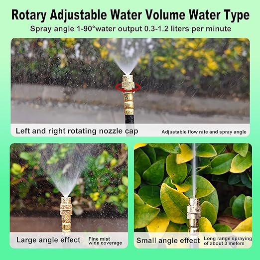 Drip Irrigation System for Garden Automatic Watering System with Adjustable 360° Copper Spray Nozzles DIY Drip Irrigation Kit for Yard Lawn Greenhouse Raised Beds &amp Potted Plants (50FT)