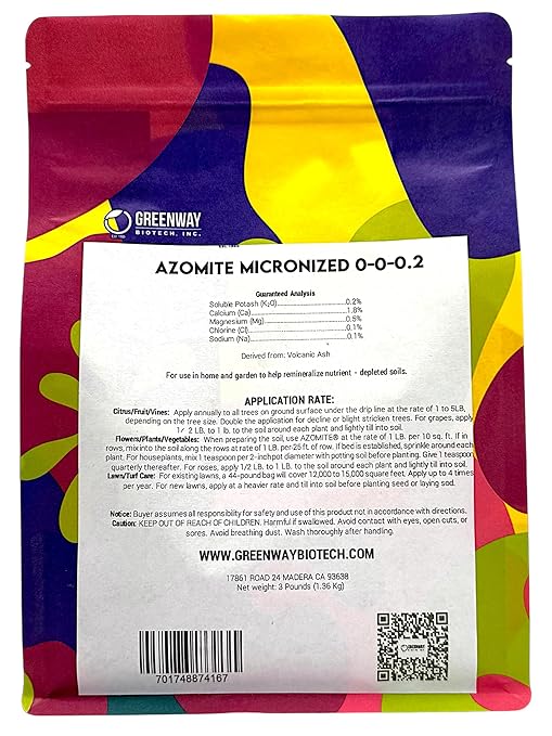 Greenway Biotech Inc. Azomite Rock Dust Volcanic Ash Organic Fertilizer with Micronutrient &amp Trace Minerals- Natural Mineral Soluble Plant Fertilizers for Enhances &amp Increases Crop Yield (3 P