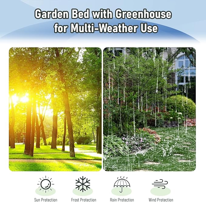 Galvanized Raised Garden Bed with Cover Thicken Metal Planter Box Kit Outdoor Garden Box with 2 Roll-Up Large Screen Windows for Vegetables Flowers Growing (4x3x3 FT)