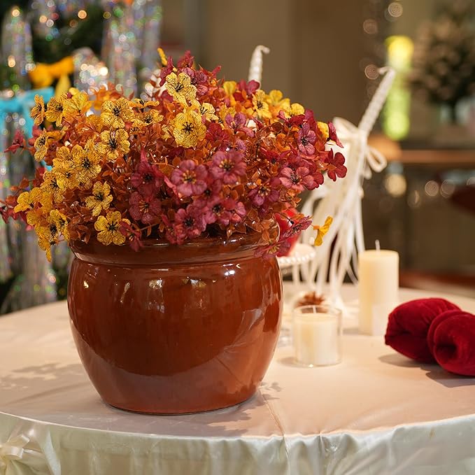 Handmade Rust Red Ceramic Plant Pots Set of 3 15129 Inch Diameter Indoor Outdoor Flower Pots for Tables Couchside Balcony Garden Breathable Clay with Drainage Hole