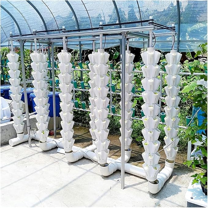 Hydroponic Tower Growing Sytem Garden Hydroponic Growing System Vertical Tower Kit Vertical Greenhouse Garden Indoor Hole Hydroponics Tower Gardening Installation Planter System Easy To Inst-//