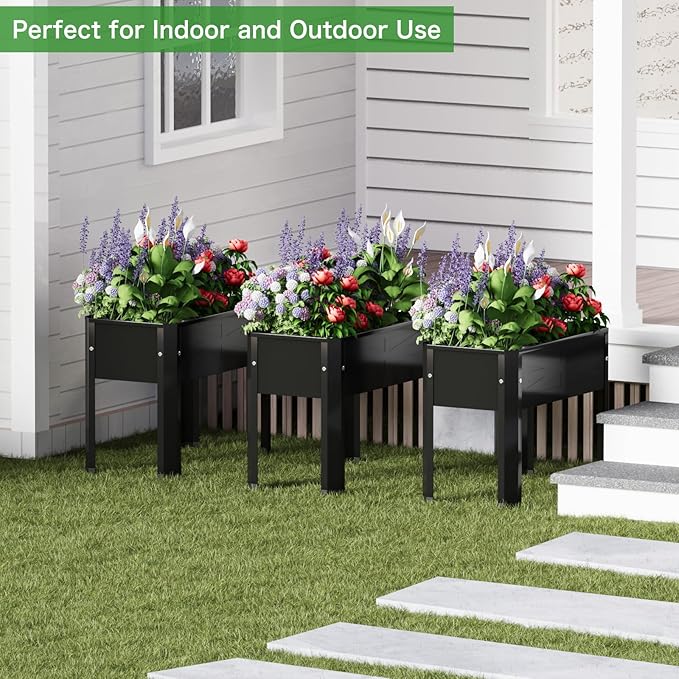 Raised Garden Bed with Tall Legs Elevated Metal Planter Box for Vegetables Herbs Flowers - Outdoor Use in Backyard Patio Balcony &amp Deck