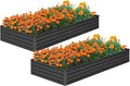 MGNO 2pcs 8x2x1FT Galvanized Raised Garden Bed-Outdoor Planter Box for Vegetables-Metal Garden BedRectangle Planting Box for HerbFlowerBlack